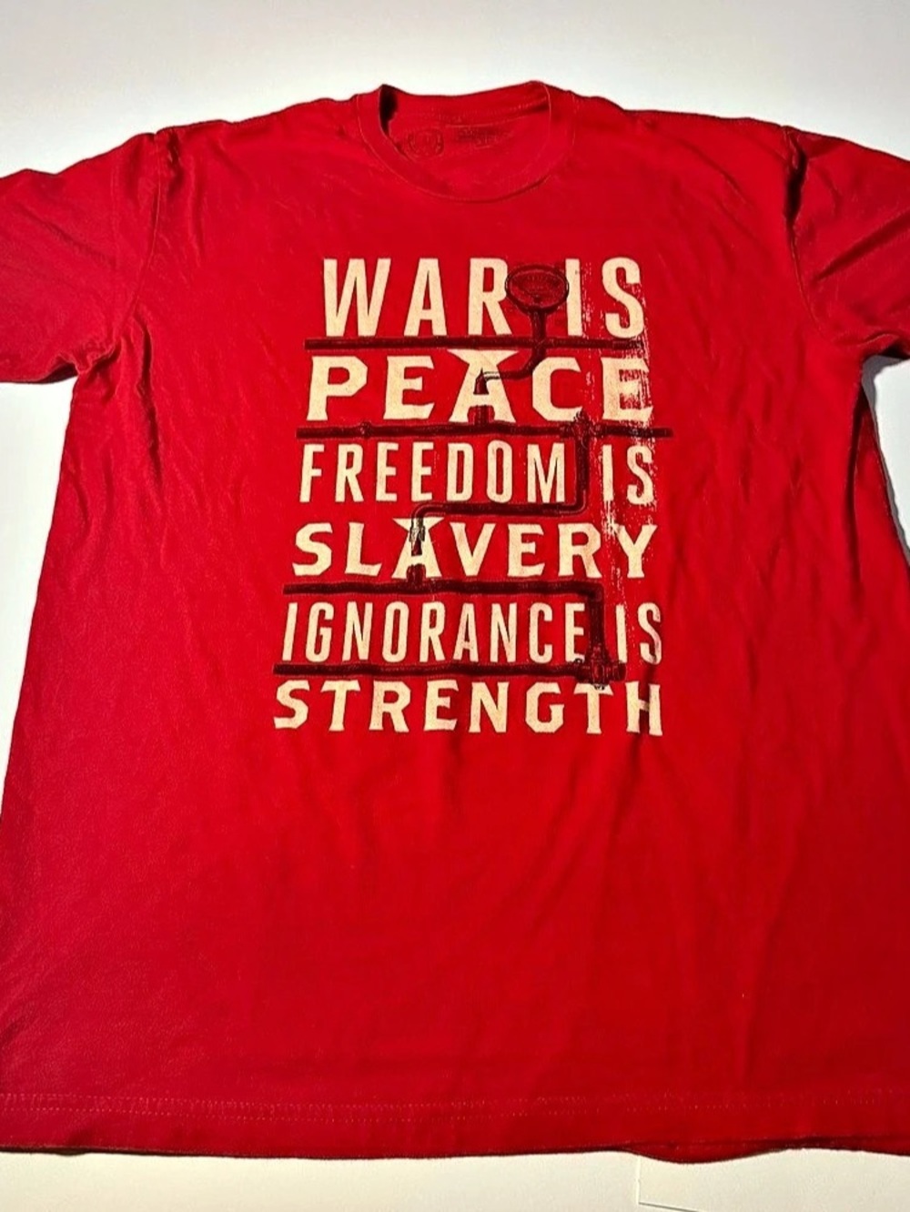 Out of Print War is Peace 1984 George Orwell T-Shirt Red Graphic T-Shirt